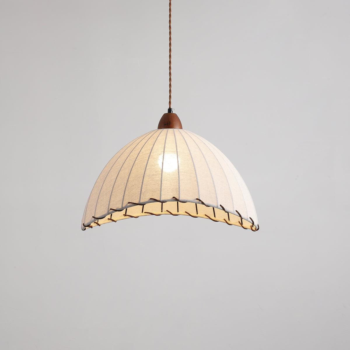 SylvaLume Wood Pendant Lamp With Fabric Accent And Warm Glow | Snurv