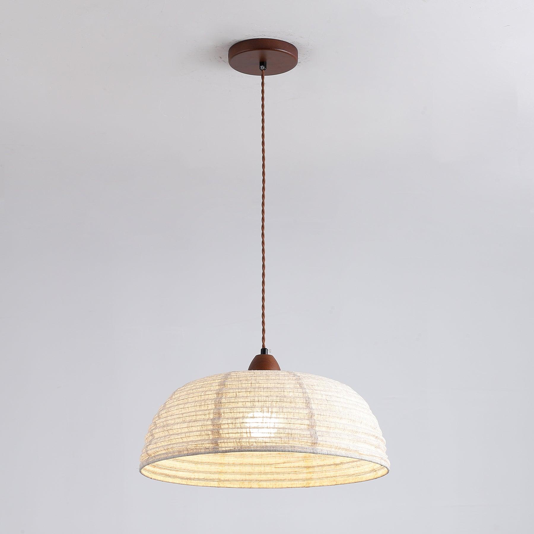 SylvaLume Wood Pendant Lamp With Fabric Accent And Warm Glow | Snurv
