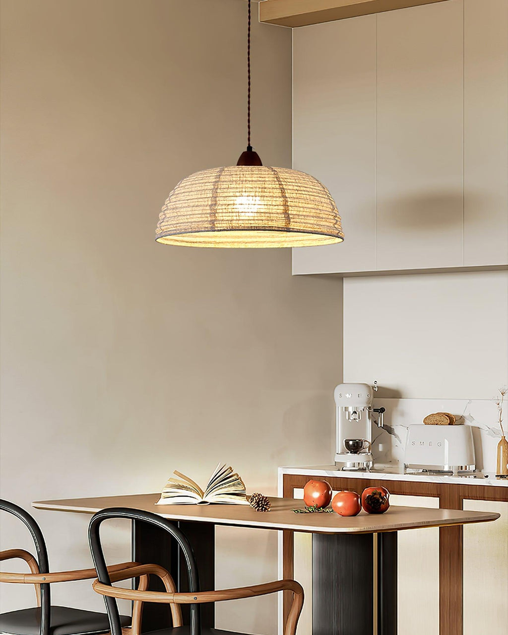 SylvaLume Wood Pendant Lamp With Fabric Accent And Warm Glow | Snurv