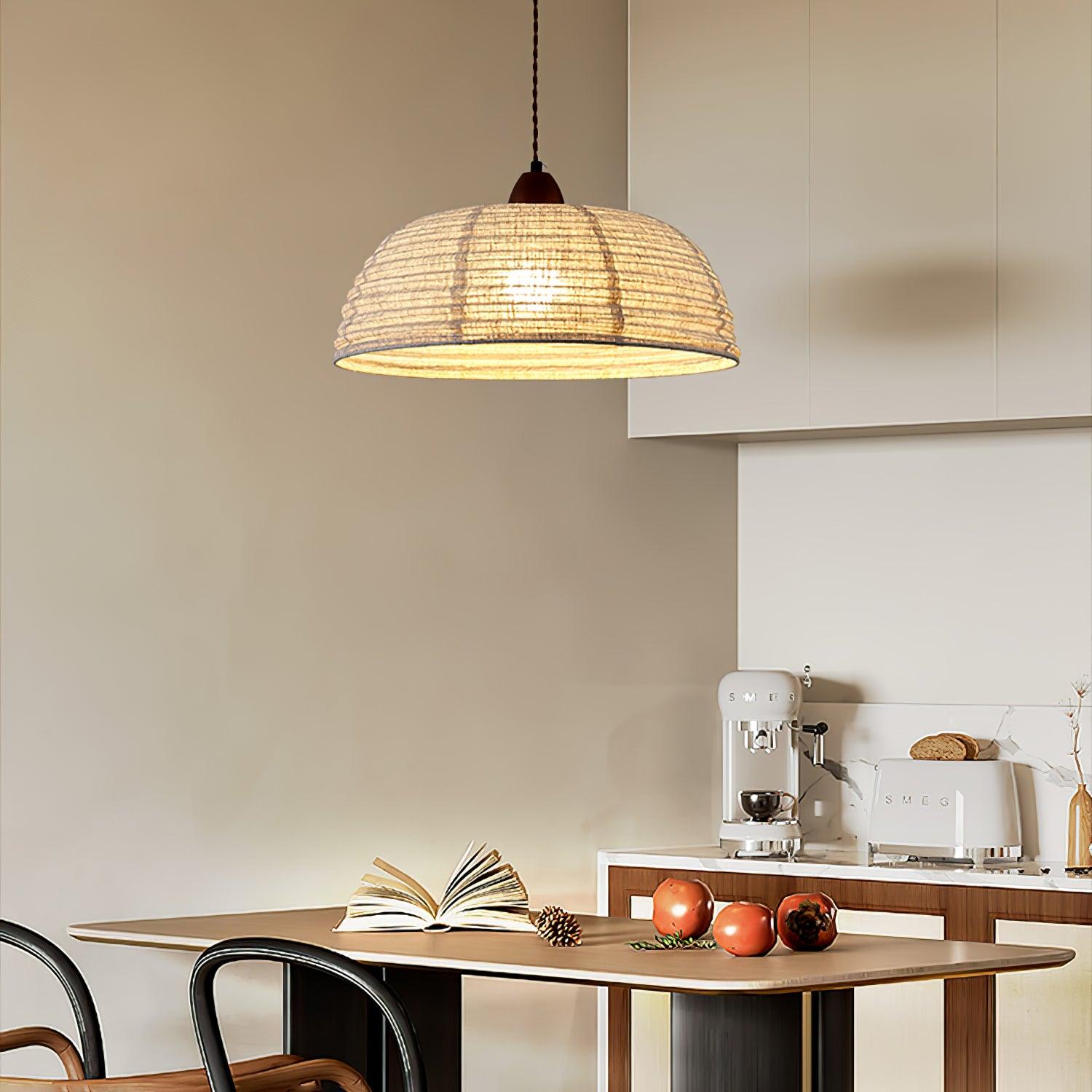SylvaLume Wood Pendant Lamp With Fabric Accent And Warm Glow | Snurv