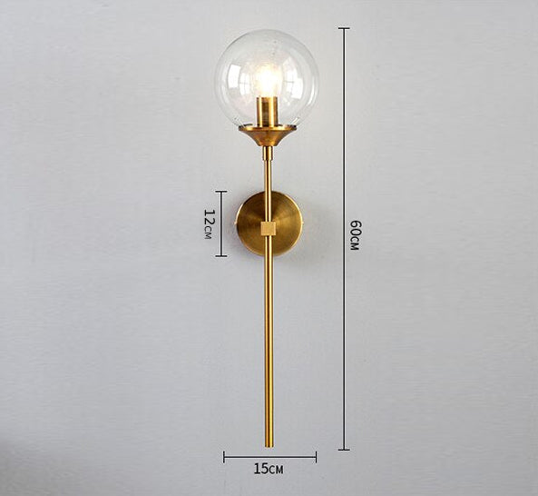 Glass Torch Wall Light in Brass | Knesse