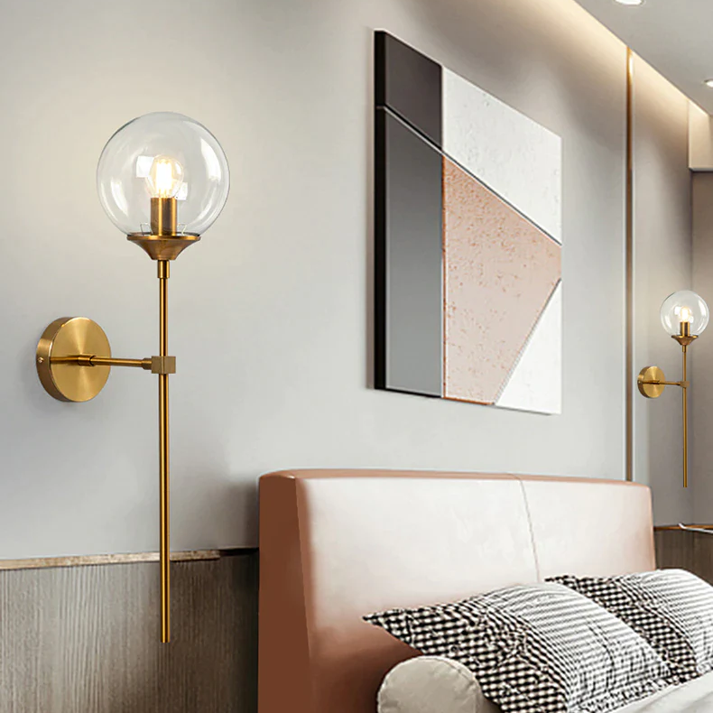 Glass Torch Wall Light in Brass | Knesse