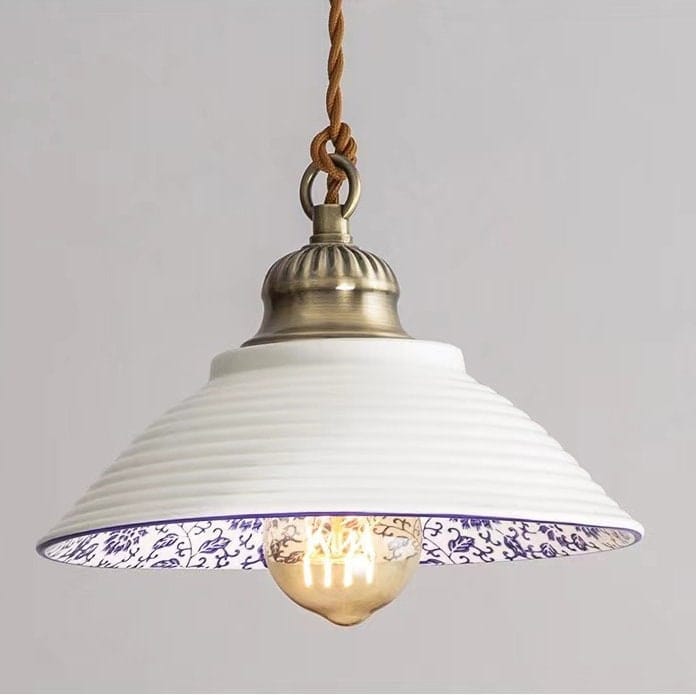 Lisboa LED Pendant Light, Ceramic Plate in Portuguese Tile Style, Bulb Included | Knesse