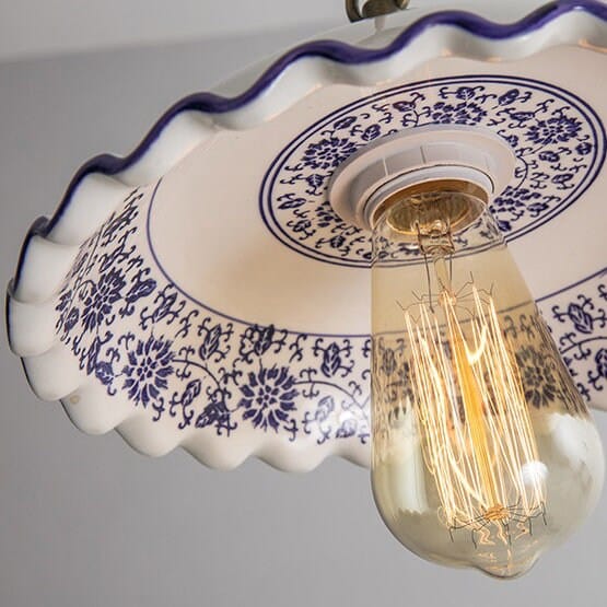 Lisboa LED Pendant Light, Ceramic Plate in Portuguese Tile Style, Bulb Included | Knesse
