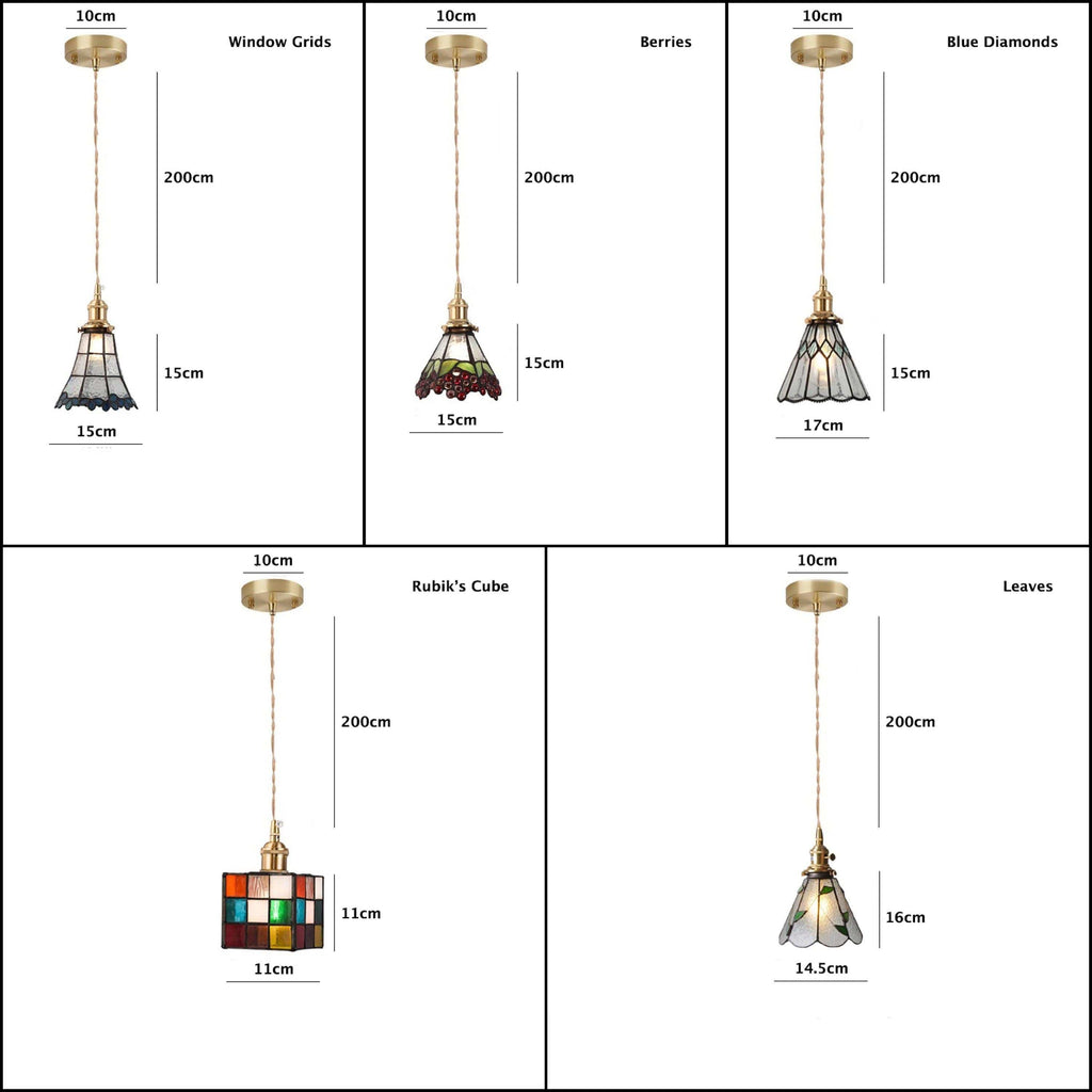 Mirella | Vintage Stained Glass LED Pendant Light, Bulb Included | Knesse