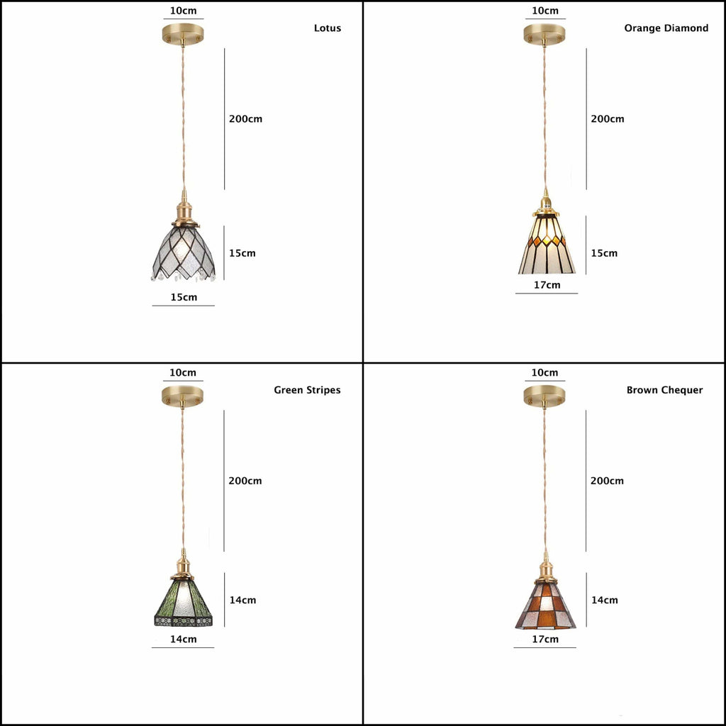 Mirella | Vintage Stained Glass LED Pendant Light, Bulb Included | Knesse