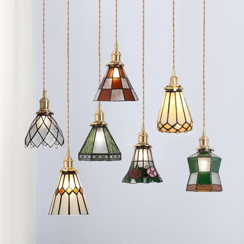 Mirella | Vintage Stained Glass LED Pendant Light, Bulb Included | Knesse