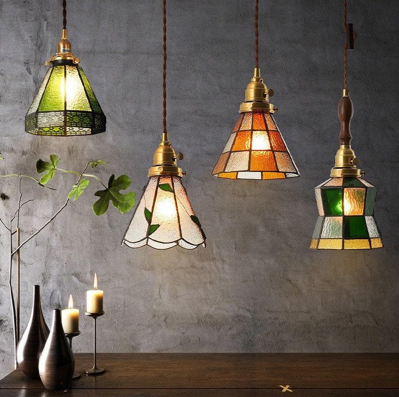 Mirella | Vintage Stained Glass LED Pendant Light, Bulb Included | Knesse
