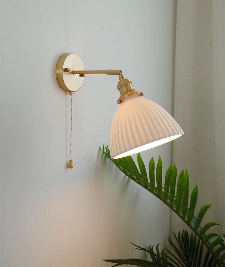 Handmade Ceramic Wall Sconce in Pleated Cup Design, Bulb Included | Knesse