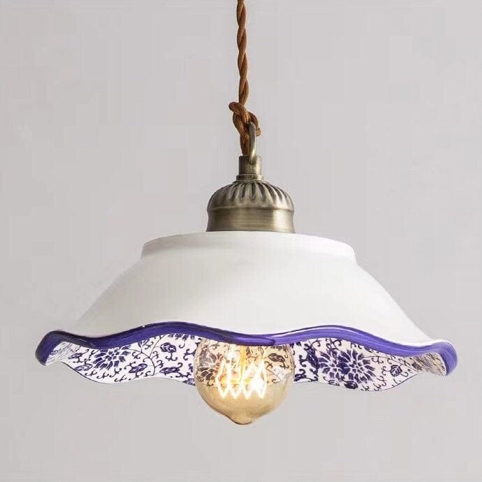 Lisboa LED Pendant Light, Ceramic Plate in Portuguese Tile Style, Bulb Included | Knesse