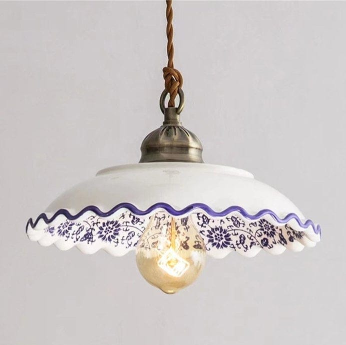 Lisboa LED Pendant Light, Ceramic Plate in Portuguese Tile Style, Bulb Included | Knesse