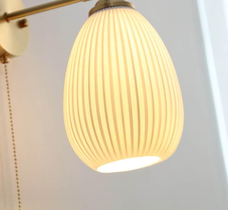 Maribel | Egg-Shaped Ribbed Ceramic Wall Light - Bulb Included | Knesse