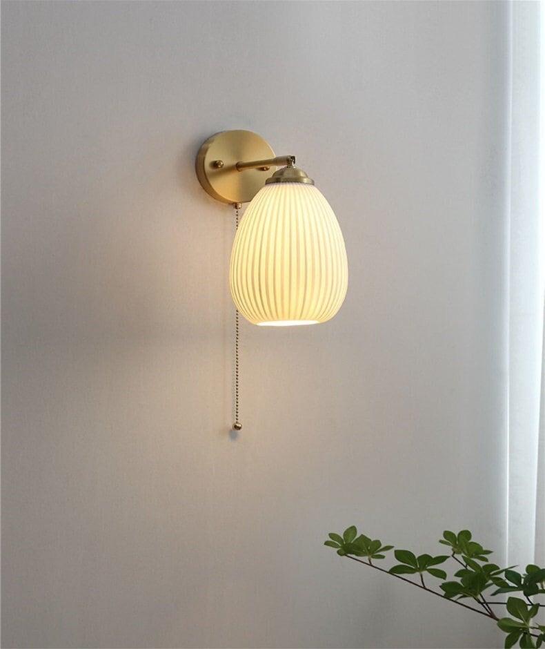 Maribel | Egg-Shaped Ribbed Ceramic Wall Light - Bulb Included | Knesse