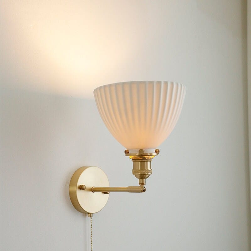 Handmade Ceramic Wall Sconce in Pleated Cup Design, Bulb Included | Knesse