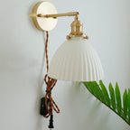 Handmade Ceramic Wall Sconce in Pleated Cup Design, Bulb Included | Knesse