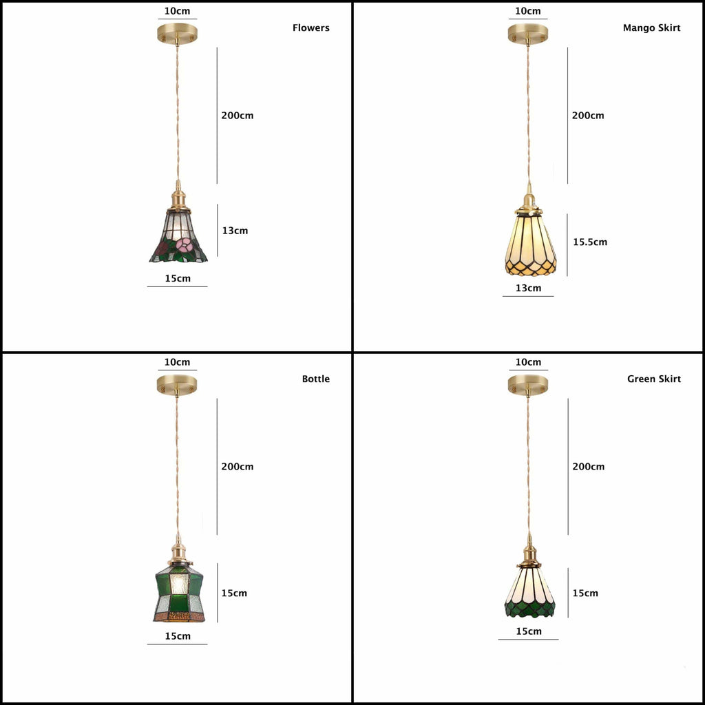 Mirella | Vintage Stained Glass LED Pendant Light, Bulb Included | Knesse