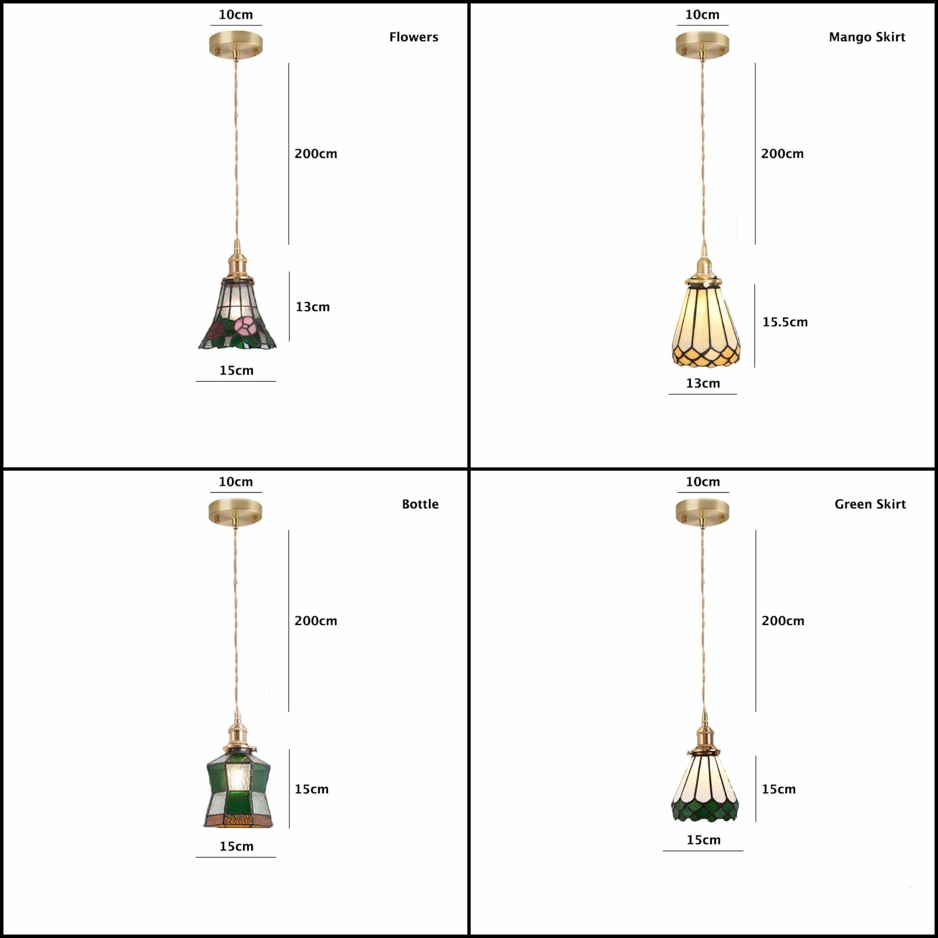 Mirella | Vintage Stained Glass LED Pendant Light, Bulb Included | Knesse