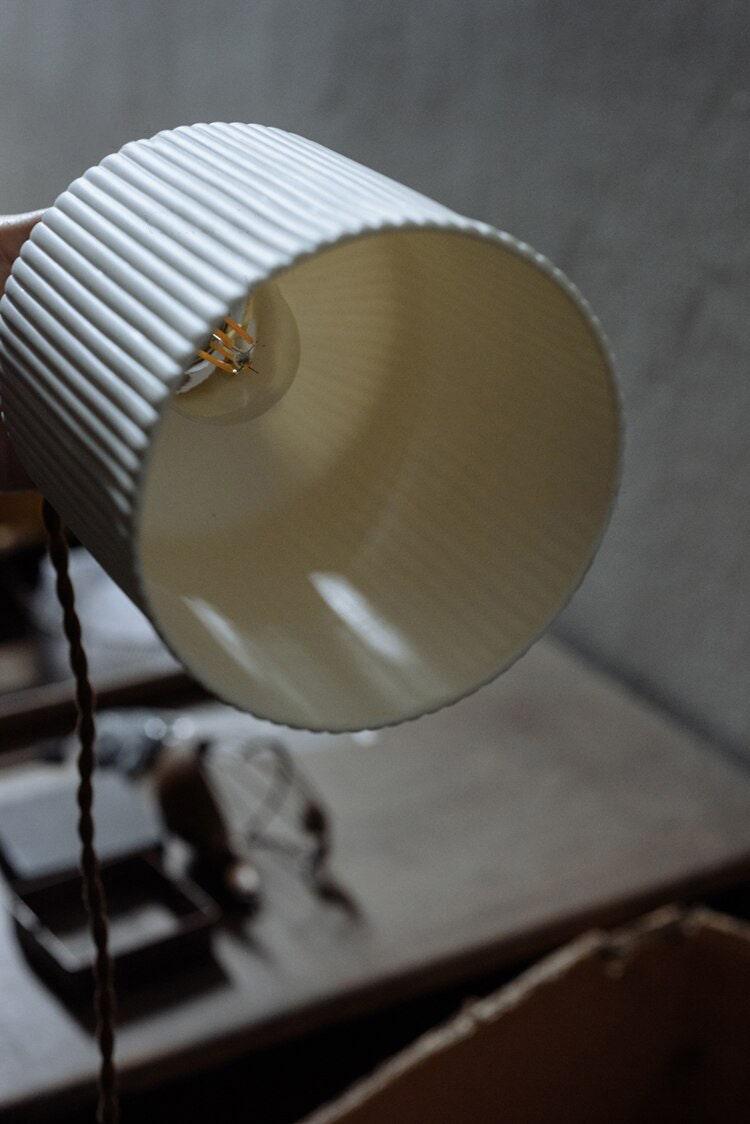 Hanaori | Japanese-Style Ribbed Ceramic Cylinder Pendant Light with LED Bulb Included | Knesse