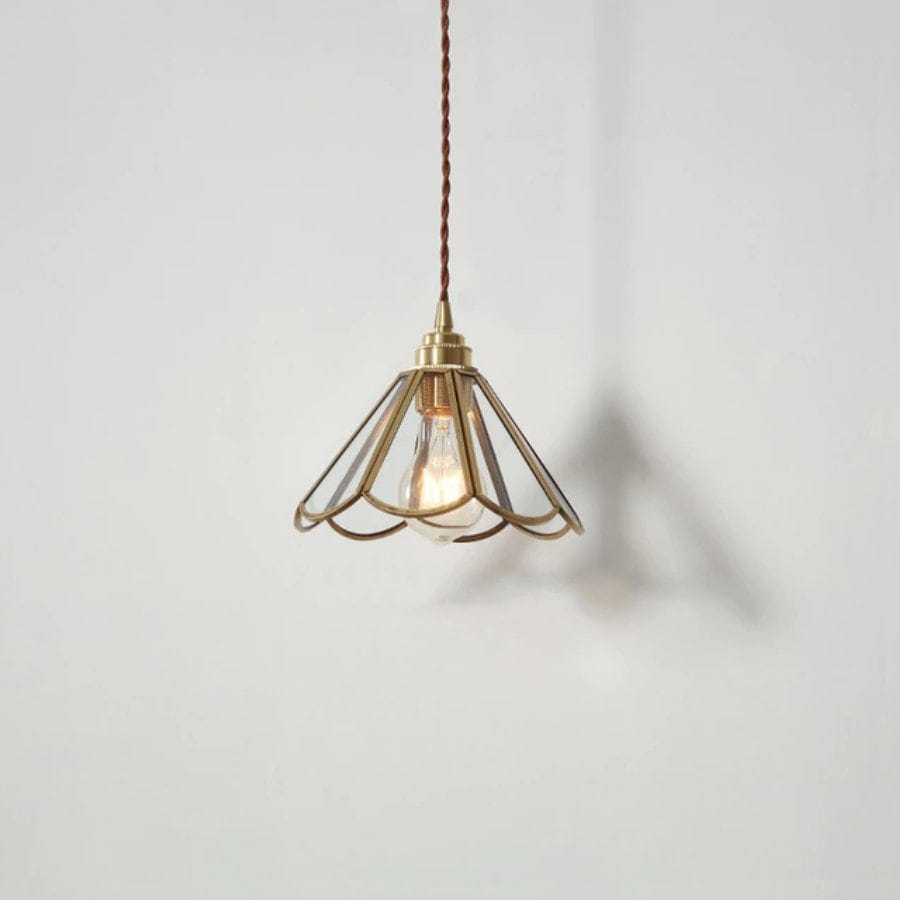 Mirelle Glass Blossom LED Pendant Lamp With Brass Frame, Vintage Style, Bulb Included | Knesse