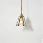 Mirelle Glass Blossom LED Pendant Lamp With Brass Frame, Vintage Style, Bulb Included | Knesse
