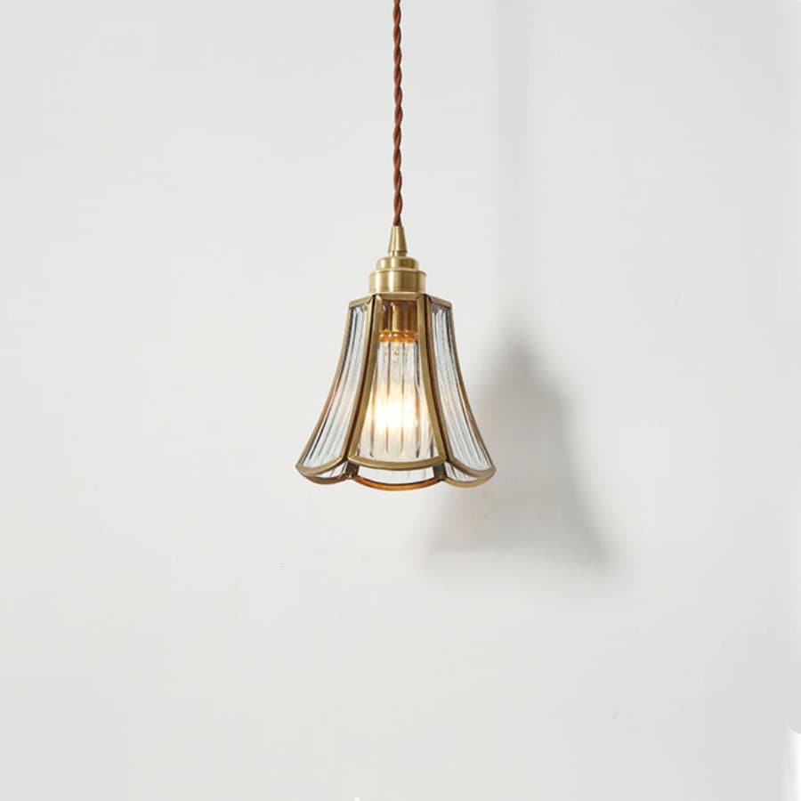 Mirelle Glass Blossom LED Pendant Lamp With Brass Frame, Vintage Style, Bulb Included | Knesse