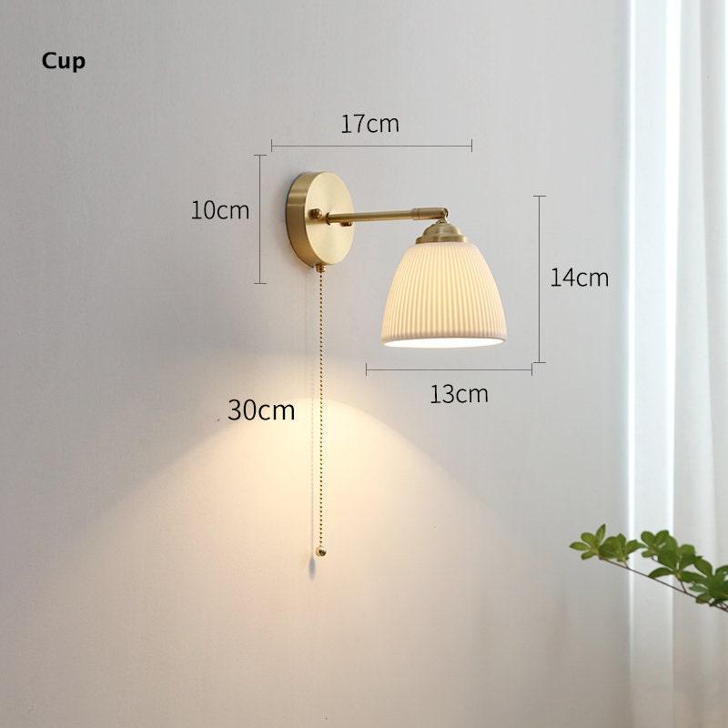Lantern Cup-Shaped Ribbed Ceramic Wall Sconce, Bulb Included | Knesse