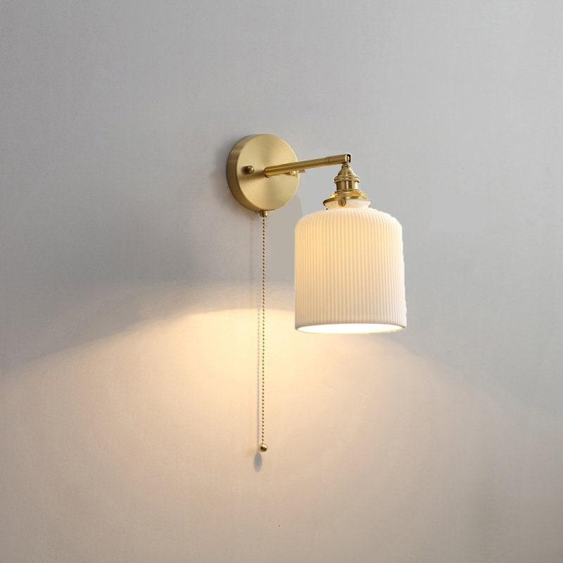 Lantern Cup-Shaped Ribbed Ceramic Wall Sconce, Bulb Included | Knesse