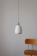 Japanese Lantern-Inspired Ribbed Ceramic LED Pendant Light - Bulb Included | Knesse