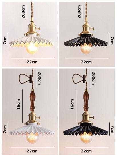 Liora | Art Deco Pleated Tutu Pendant LED Light in Glazed Ceramic - Bulb Included | Knesse