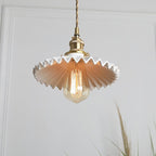 Liora | Art Deco Pleated Tutu Pendant LED Light in Glazed Ceramic - Bulb Included | Knesse