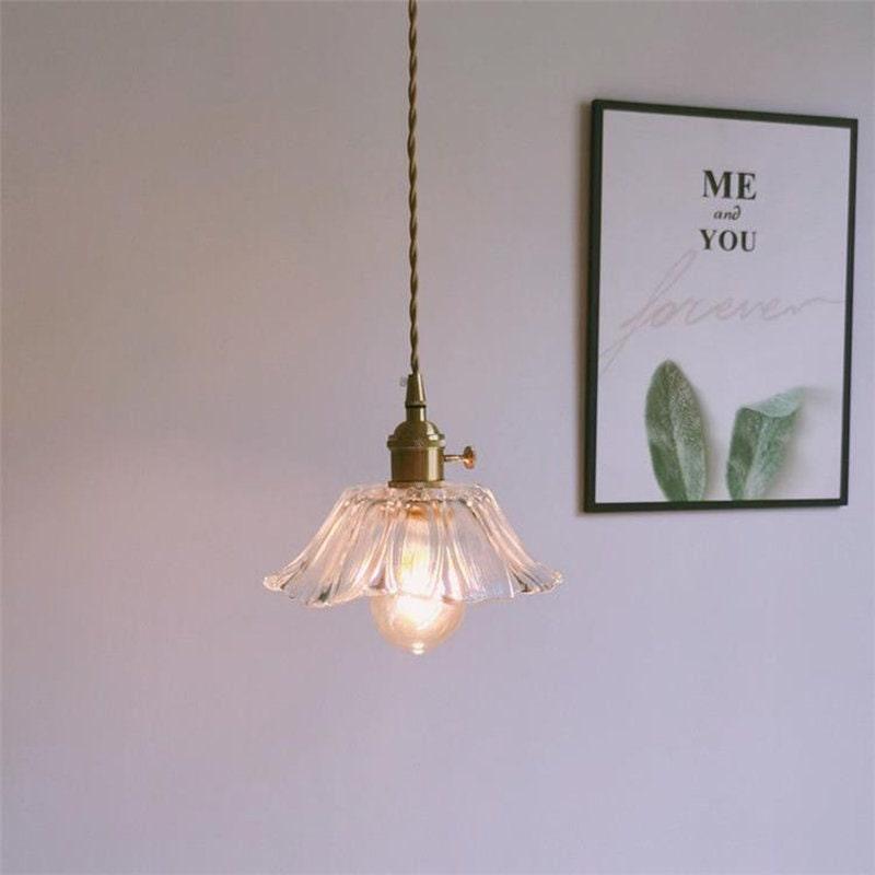 Lumenia | Frosted Glass Camellia Flower Pendant Light, Vintage Style, LED Bulb Included | Knesse