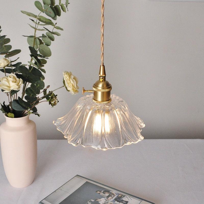 Lumenia | Frosted Glass Camellia Flower Pendant Light, Vintage Style, LED Bulb Included | Knesse