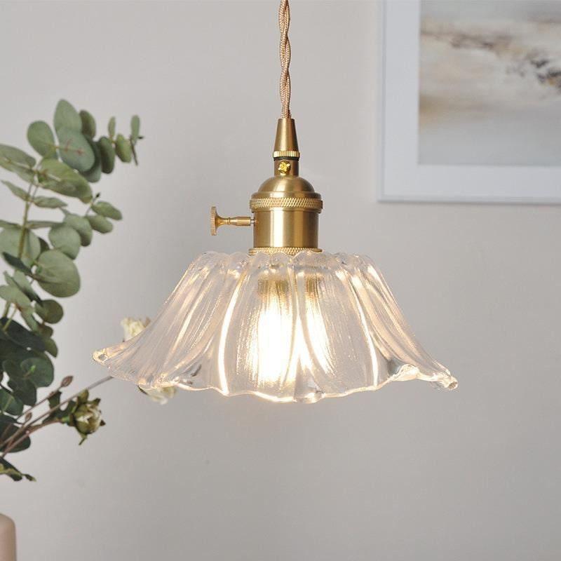 Lumenia | Frosted Glass Camellia Flower Pendant Light, Vintage Style, LED Bulb Included | Knesse
