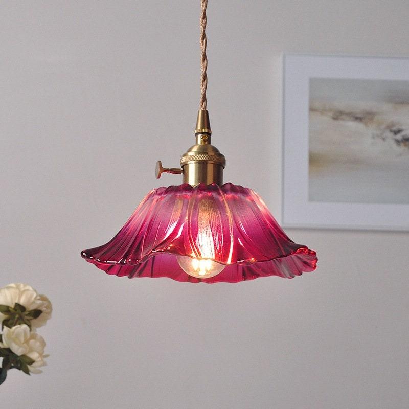 Lumenia | Frosted Glass Camellia Flower Pendant Light, Vintage Style, LED Bulb Included | Knesse