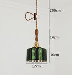 Liora | Glossy Green Glass Cylindrical Pendant Light in Art Deco Style, LED Bulb Included | Knesse