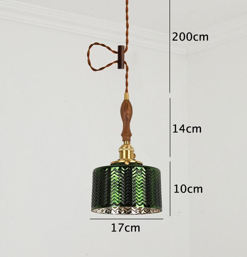 Liora | Glossy Green Glass Cylindrical Pendant Light in Art Deco Style, LED Bulb Included | Knesse