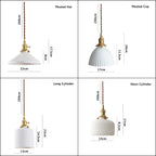 Kiyomi | Ceramic Ribbed LED Pendant Lamp in Short Japanese Cylinder Style with Bulb Included | Knesse