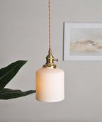Hanaori | Japanese-Style Ribbed Ceramic Cylinder Pendant Light with LED Bulb Included | Knesse