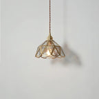 Mirelle Glass Blossom LED Pendant Lamp With Brass Frame, Vintage Style, Bulb Included | Knesse