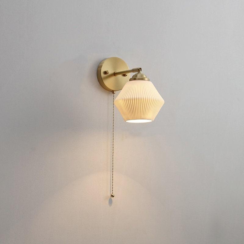 Lantern Cup-Shaped Ribbed Ceramic Wall Sconce, Bulb Included | Knesse