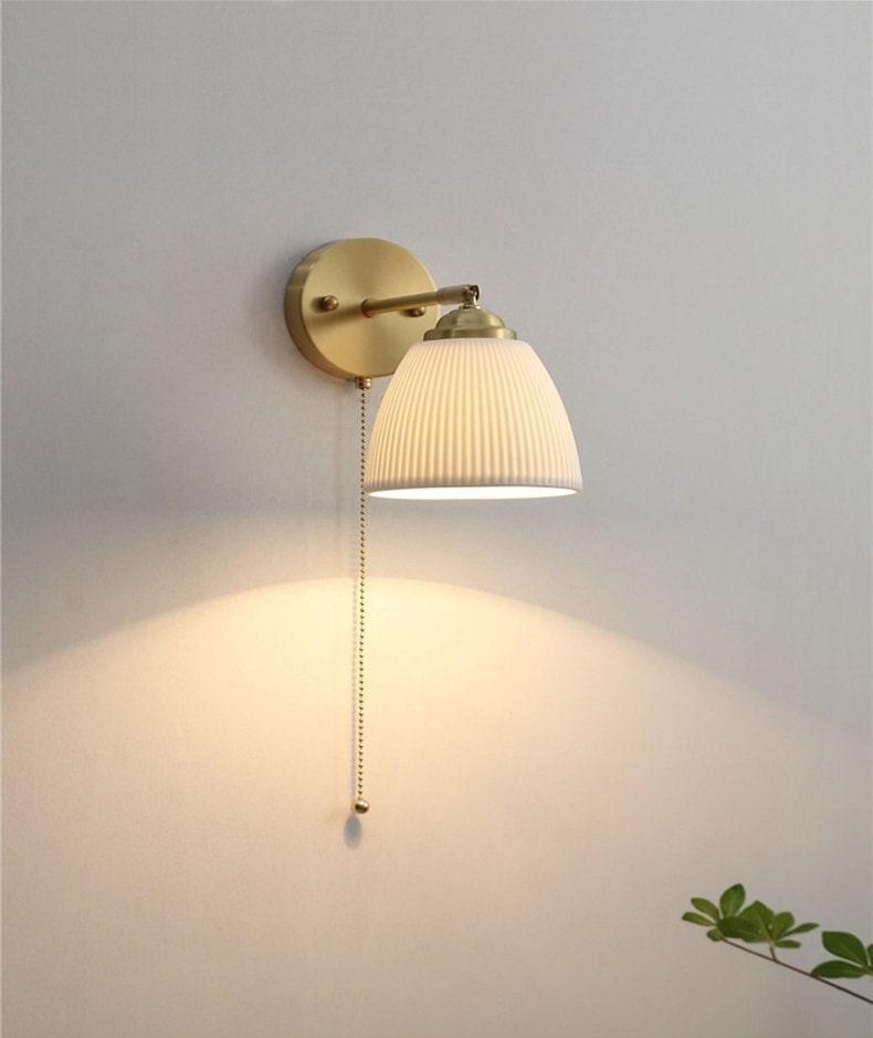 Lantern Cup-Shaped Ribbed Ceramic Wall Sconce, Bulb Included | Knesse
