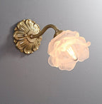 Carlena | Frosted Layered Glass Flower Wall Sconce With Brushed Brass Carved Flower Detail, Bulb Included | Knesse