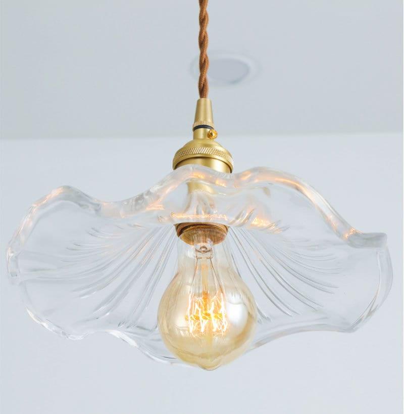 Calista Glass Hibiscus Flower Pendant Light in Vintage Style, LED Bulb Included | Knesse