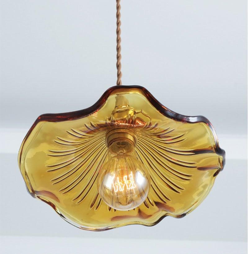 Calista Glass Hibiscus Flower Pendant Light in Vintage Style, LED Bulb Included | Knesse