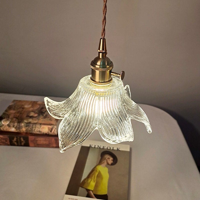 Aurielle Glass Lily Pendant Light | Vintage-Style LED With Bulb Included | Knesse