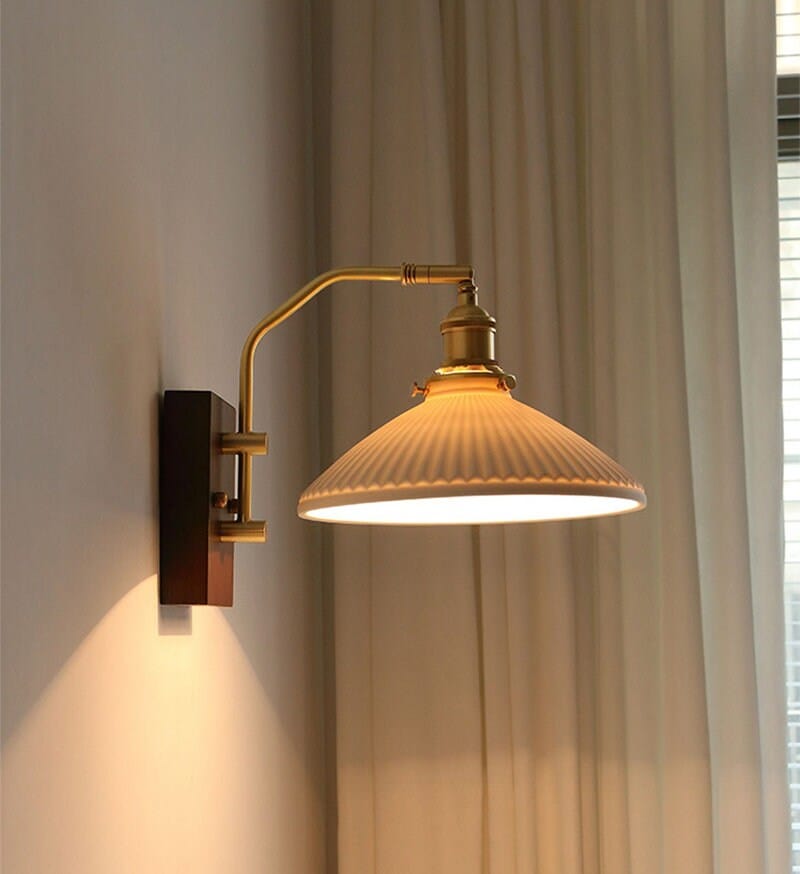 Aveline | Vintage Ceramic LED Wall Light With Black Walnut Wood Fixture | Knesse