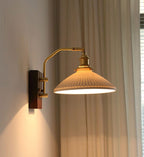 Aveline | Vintage Ceramic LED Wall Light With Black Walnut Wood Fixture | Knesse