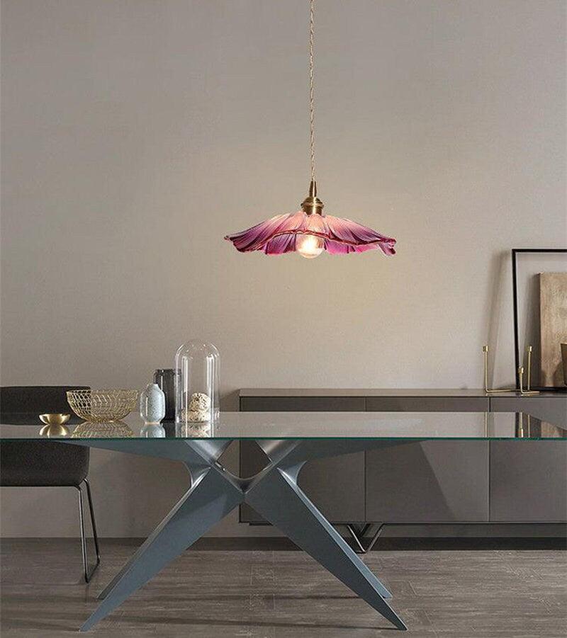 Lunara Violet Glass Sunflower Pendant Light, Retro-Style LED with Bulb Included | Knesse