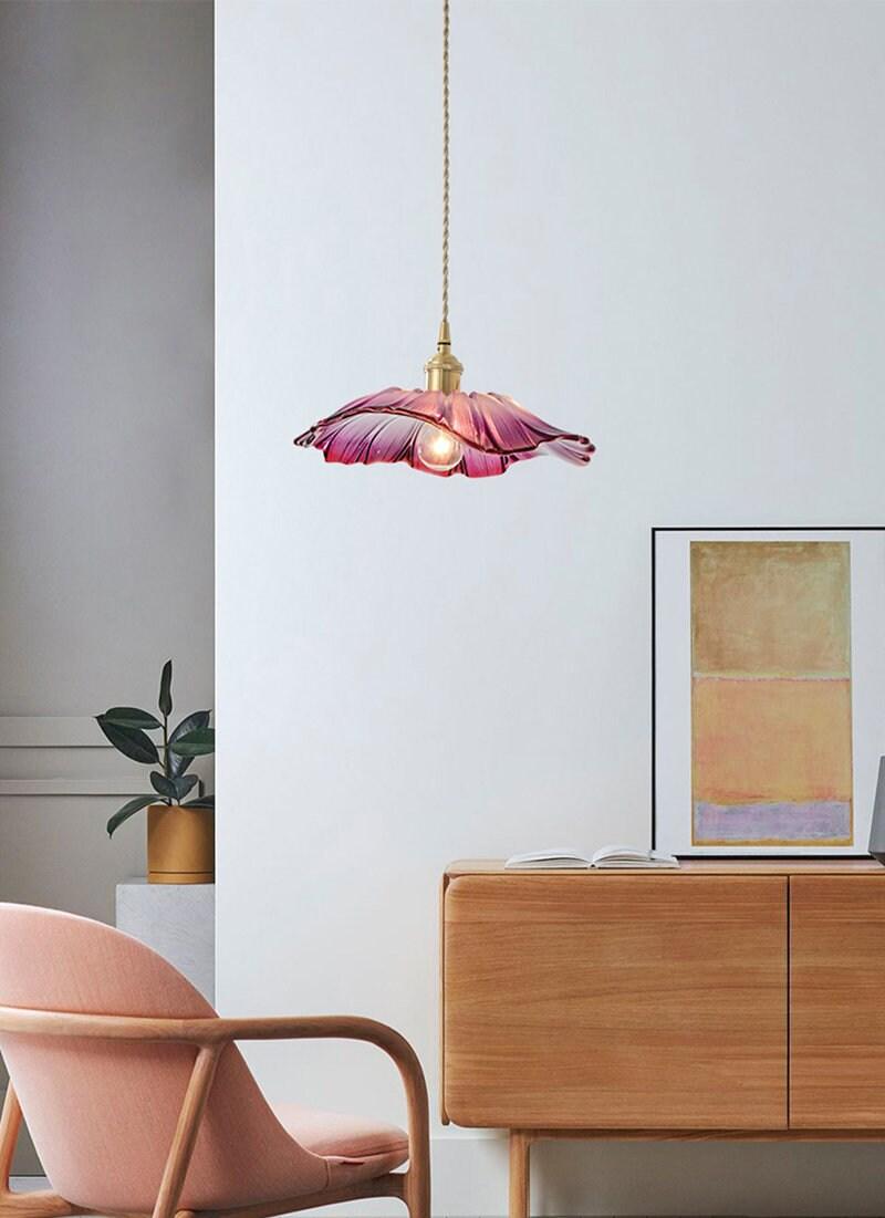 Lunara Violet Glass Sunflower Pendant Light, Retro-Style LED with Bulb Included | Knesse