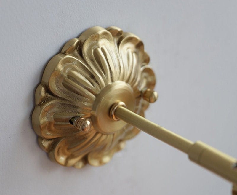 Lumiara | Ribbed Ceramic Globe Wall Sconce With Brushed Brass Carved Floral Detail, Bulb Included | Knesse